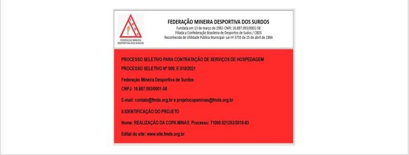 Editais dos Processos Seletivos 009 010/2021 – Projeto Copa Minas