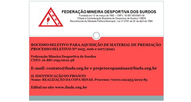 Editais dos Processos Seletivos 005, 006 e 007/2021 – Projeto Copa Minas