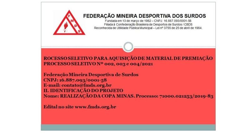 Editais dos Processos Seletivos 002, 003 e 004/2021 – Projeto Copa Minas